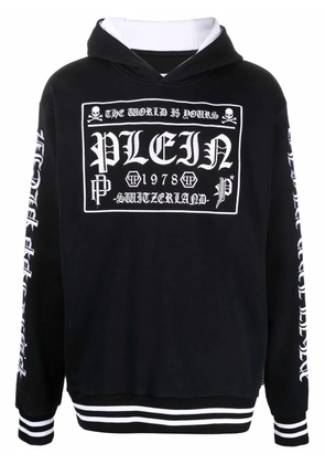 Philipp Plein logo-print pullover hoodie - Black