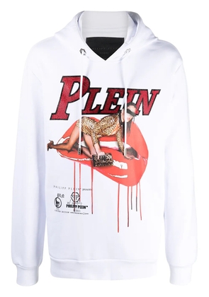 Philipp Plein graphic-print rib-trimmed hoodie - White