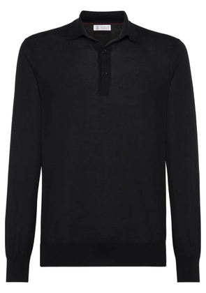Brunello Cucinelli cotton-silk blend polo shirt - Black