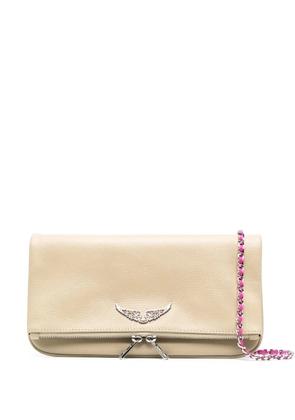 Zadig&Voltaire Rock logo-plaque leather clutch - Neutrals