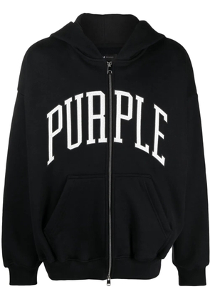 Purple Brand logo-print cotton hoodie - Black