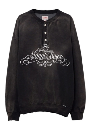KAMIYA Henry neck distressed sweatshirt - Black