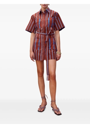 ALEMAIS Noura striped-fringe mini dress - Brown
