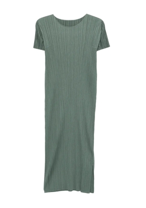 Pleats Please Issey Miyake Pleated short-sleeve dress - Green