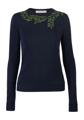 Carolina Herrera olive-branches-embroidered long-sleeves sweater - Blue