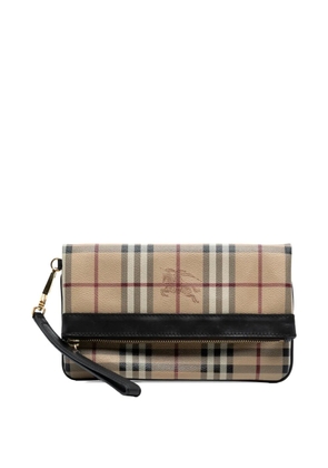 Burberry Pre-Owned 2000-2017 Haymarket Check Coated Canvas Adeline Fold over clutch bag - Brown