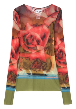 Jean Paul Gaultier The Red Roses mesh top - Green