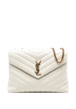Saint Laurent Pre-Owned 2020 Large Chevron Leather Monogram LouLou shoulder bag - White