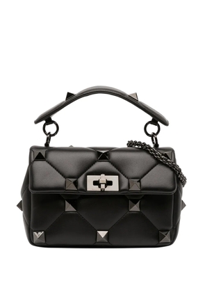 Valentino Garavani Pre-Owned 2018-2025 Medium Nappa Monochrome Roman Stud satchel - Black