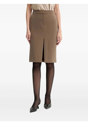 Isabelle Blanche front-slit midi skirt - Brown