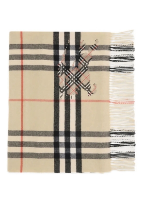 Burberry Check Equestrian Motif Scarf - Neutrals