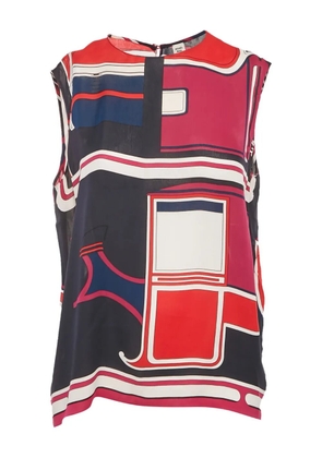 Hermès Pre-Owned abstract-print silk top - Red