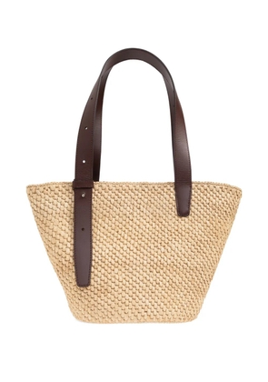 LIE STUDIO small Bianca raffia tote bag - Neutrals
