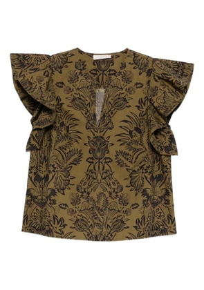 Ulla Johnson ruffled floral-pattern blouse - Green
