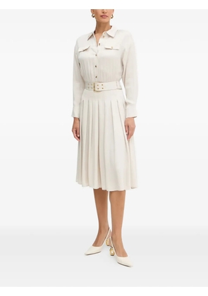 Marciano polo-collar pleated midi dress - Neutrals