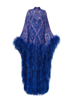 Taller Marmo Casta Diva Follies sequin feather maxi dress - Blue