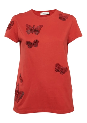 Valentino Pre-Owned butterfly-appliqué T-shirt - Red