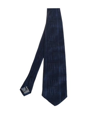 Gianfranco Ferré Pre-Owned striped zigzag embroidered tie - Blue