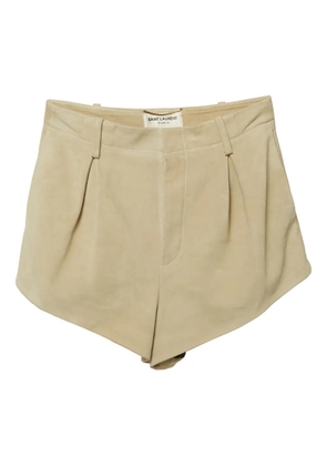 Saint Laurent Pre-Owned pleated suede shorts - Neutrals