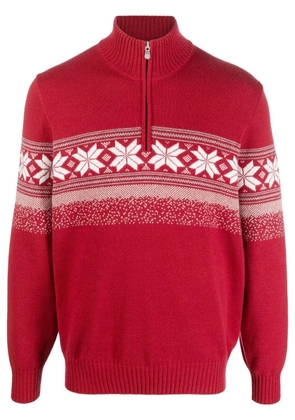 Brunello Cucinelli Fair Isle zip-neck jumper - Red
