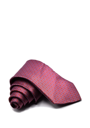 Castangia geometric-pattern silk tie - Pink