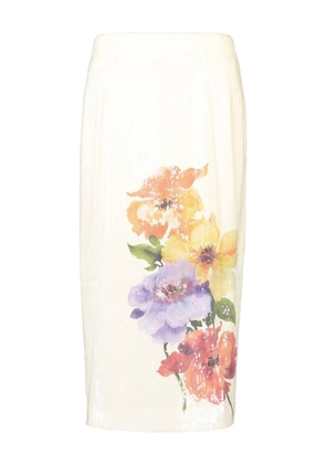 Christy Lynn Aldric sequin floral midi skirt - Neutrals