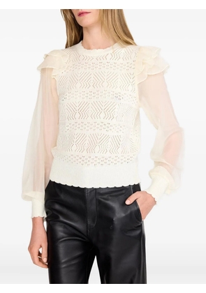 Christy Lynn Dahlia ruffled openwork blouse - White
