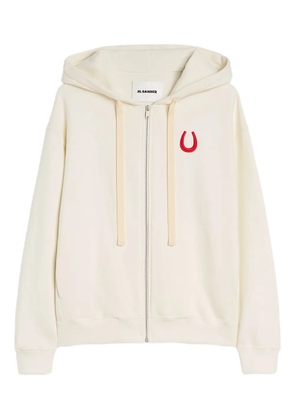 Jil Sander embroidered zip-up hoodie - Neutrals