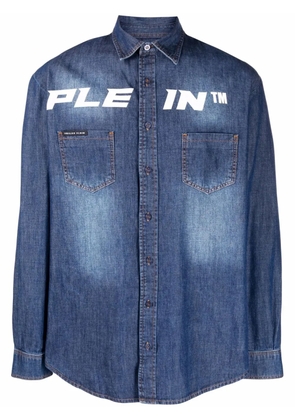 Philipp Plein logo denim shirt - Blue