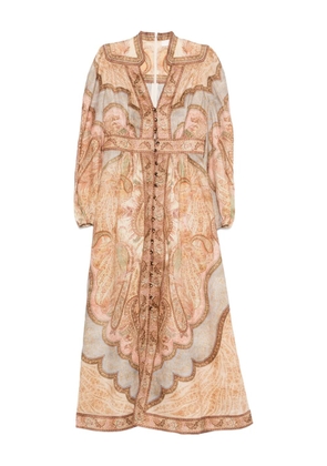 ZIMMERMANN Wanderlust plunge midi dress - Neutrals