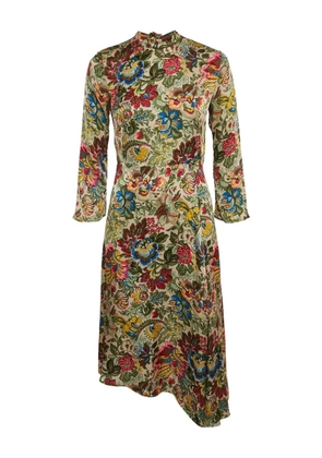 SANDRO floral-print tie-neck dress - Green