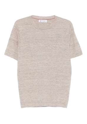 Brunello Cucinelli short-sleeve knitted T-shirt - Neutrals