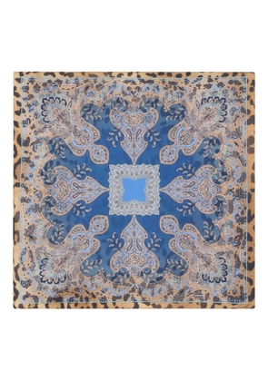 ETRO animal-print paisley silk pocket square - Blue