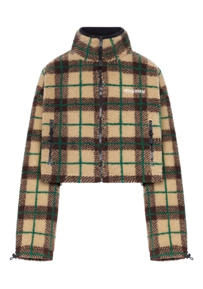 Miu Miu checked zip jacket - Neutrals