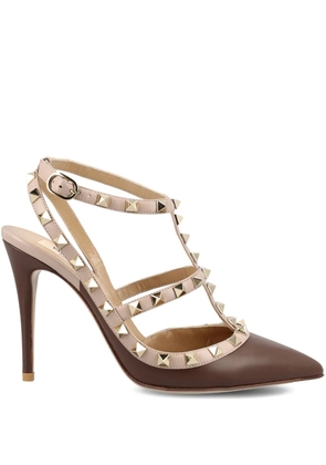 Valentino Garavani 100mm studded straps heeled pumps - Brown