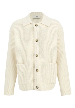 AMI Paris ribbed collar cardigan - Neutrals