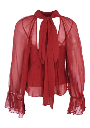 STAUD Roux ruffled top - Red