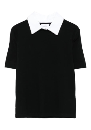 Marella embellished-collar short-sleeve top - Black