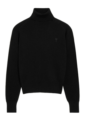 AMI Paris Ami de Coeur-embroidered turtleneck sweater - Black