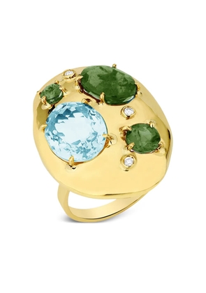 Carol Kauffmann 18K yellow gold tourmaline topaz and diamond ring