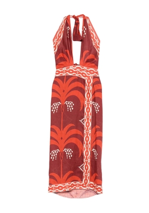 Johanna Ortiz Buen Viento printed halterneck dress - Red