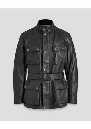 Belstaff Trialmaster Motorcycle Jacket Men's Hand Waxed Leather Antique Black Size 2XL