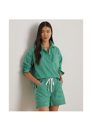 Striped Cotton Broadcloth Cropped Shirt