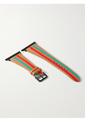 La Californienne - Terrazza Striped Leather Watch Strap - Men - Brown