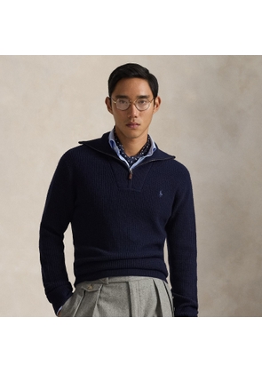 Waffle Wool-Cotton Quarter-Zip Jumper