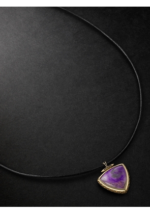 JENNY DEE JEWELRY - Totem 18-Karat Gold, Leather, Sugilite and Diamond Necklace - Men - Purple
