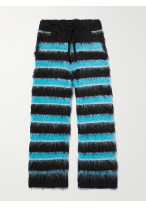 Marni - Straight-Leg Striped Mohair-Blend Drawstring Trousers - Men - Black - IT 44