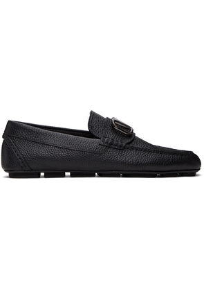Valentino Garavani Black VLogo Signature Grainy Calfskin Loafers