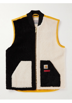 Marni - Carhartt WIP Logo-Detailed Colour-Block Shearling Gilet - Men - Black - S