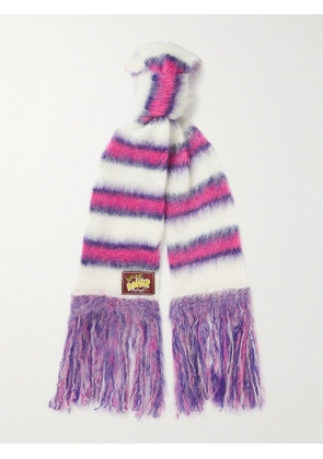Marni - Fringed Striped Mohair-Blend Scarf - Men - White